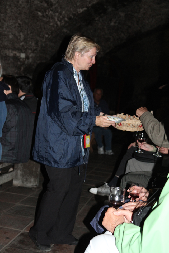 IMG_4494.jpg - Helena passing bread and cheese at the wine tasting